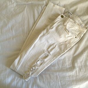 Frame white denim skinny jeans